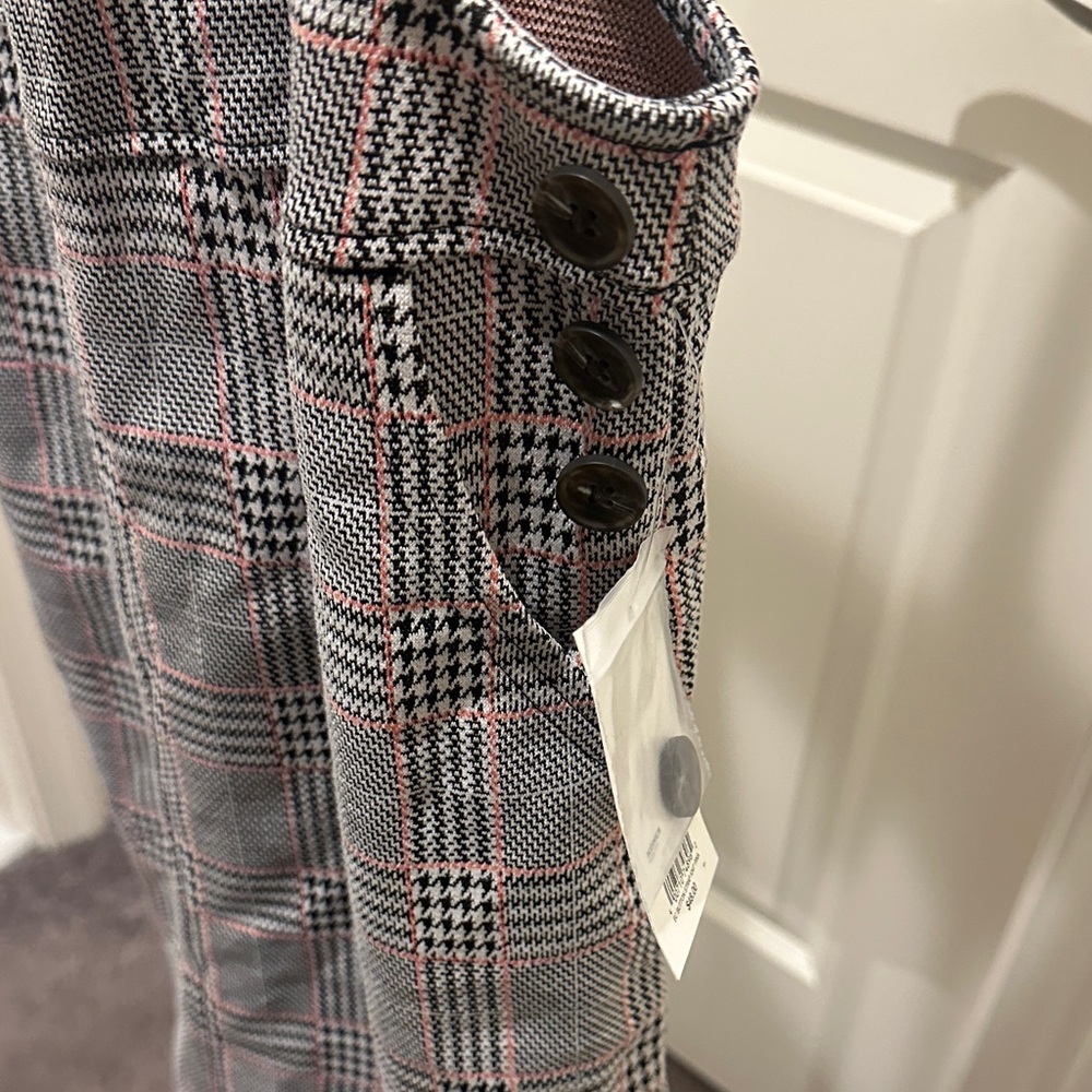 SO Plaid Mini Pinafore Dress in Gray and Pink - Picture 2 of 4